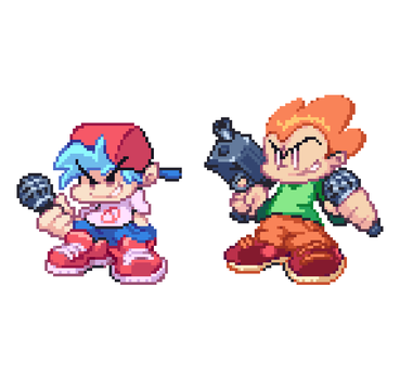 Pico (Friday Night Funkin) in pixel style